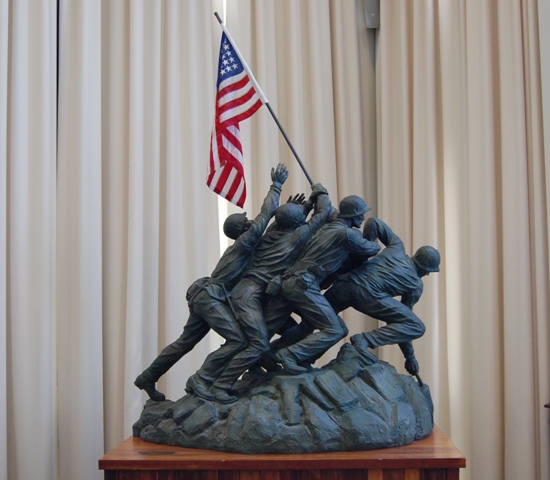 A plaster model of the USMC Memorial by Felix de Weldon, from the collections of the Naval War College Museum.  Photo courtesy of Naval War College Museum.