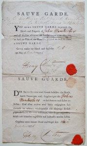 A document written in English and German signed by British General Henry Clinton, which dates from the time of the British occupation. From the NHS collection.