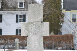 Detail of stone cross found in Barney Street cemetery.